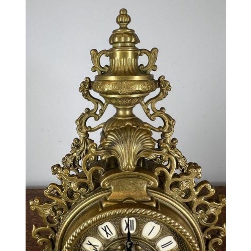 Vintage French Style Decorative Ornate Table Mantel Clock For Sale - Image 10 of 14
