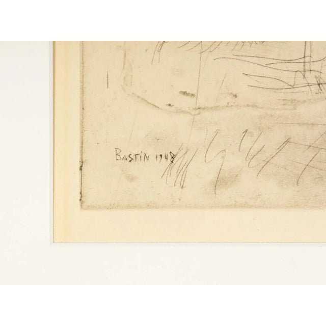 Beige Louis Bastin, Study of a Boy, Etching on Paper, Framed For Sale - Image 8 of 11