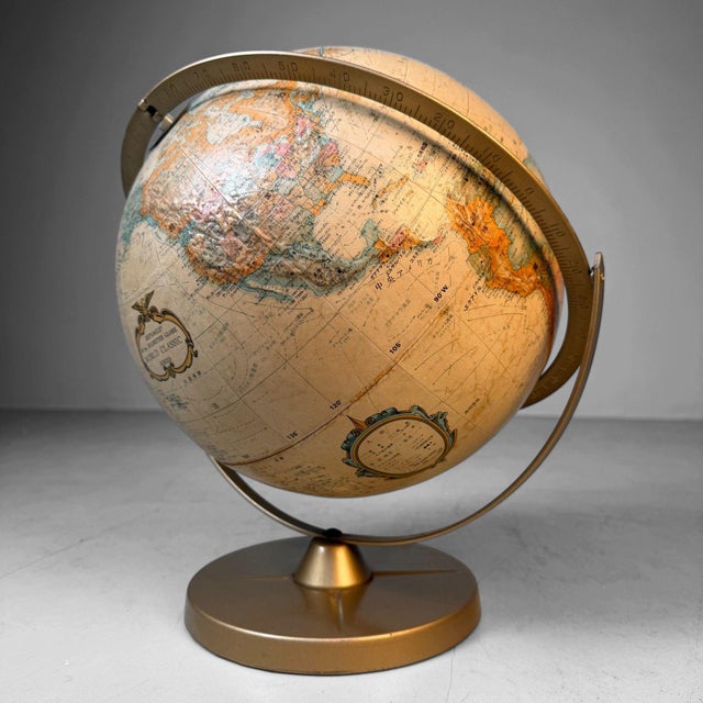 Metal Vintage Japanese World Classic Relief Globe from Replogle, 1980s For Sale - Image 7 of 18