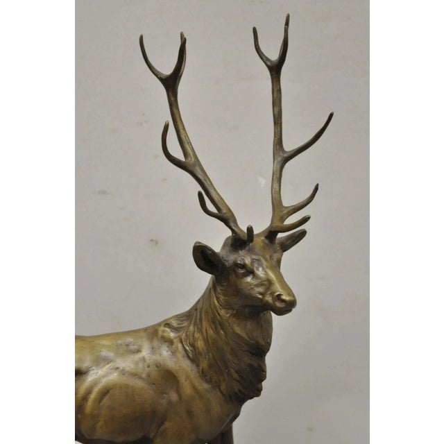 Contemporary "Walking Deer" Bronze Stag Statue Sculpture on Marble Base After Charles Paillet For Sale - Image 3 of 11