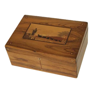 Early 20th Century Exotic Wood Inlaid Sewing or Desk Box