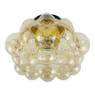 Amber Bubble Glass Flush Mount / Ceiling Lamp by Helena Tynell for Limburg, 1960s For Sale