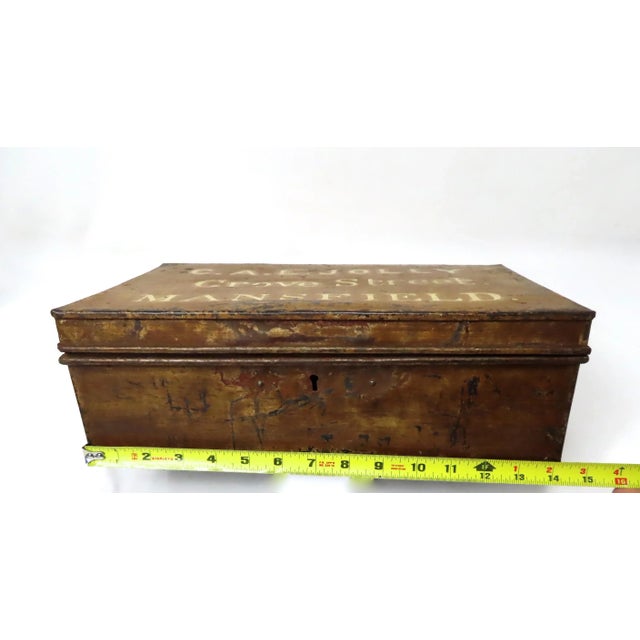 Hand Made Antique Mid 19th Century Grain Painted Steel Cash & Document Box For Sale - Image 12 of 13