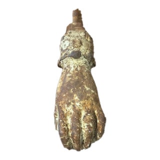 Antique Cast Iron Door Knocker - Hand Holding Ball 19th Century For Sale