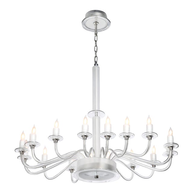 Mid-Century Modern Classical Hand-Blown Murano Glass 16-Arm Chandelier For Sale