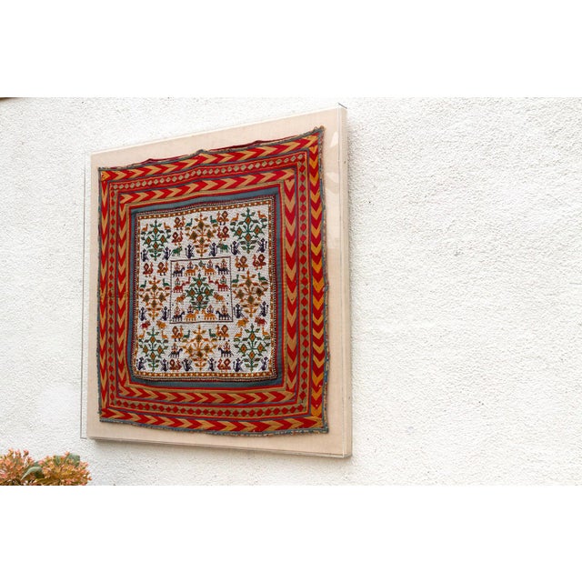 19th Century Fine Tree of Life Gujarat Framed Textile For Sale - Image 5 of 7