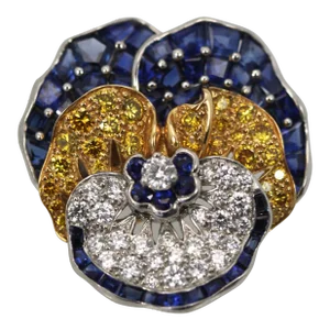 1980s Oscar Heyman Sapphire Diamond Pansy Brooch