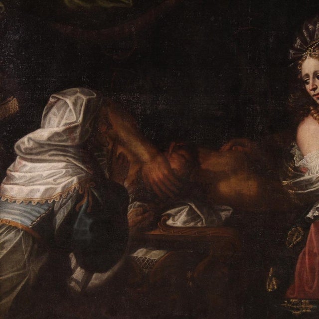 Wonderful Italian painting from the first half of the 18th century. Oil on canvas artwork depicting a fascinating biblical...