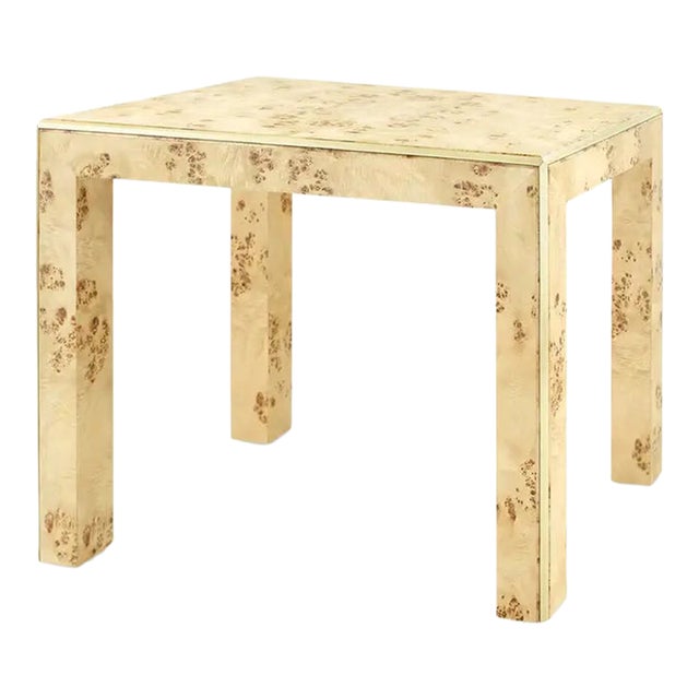 Villa & House Lauren Side Table - Burlwood With Brass Accents For Sale