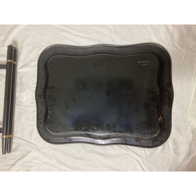 Vintage Hand Painted Floral Tray Table Signed Gv Veghte 1958 For Sale - Image 10 of 10