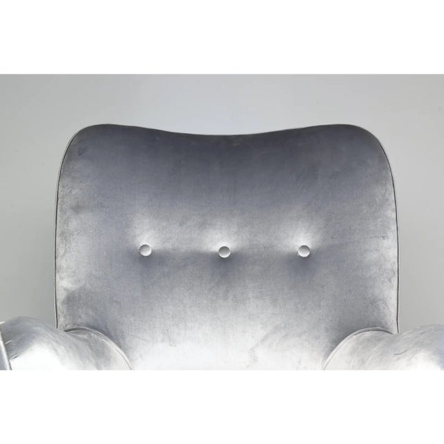 Gray 1940s Midcentury Franco Buzzi Grey Velvet Armchair For Sale - Image 8 of 10