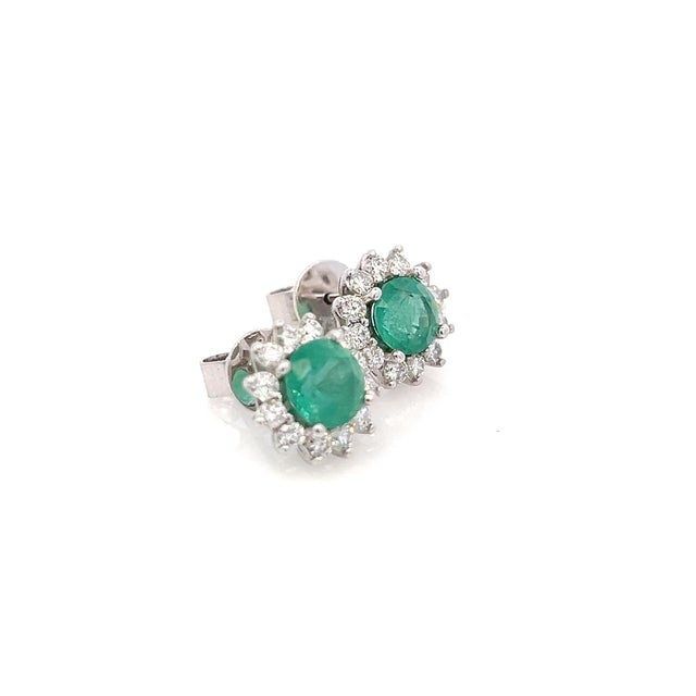 Natural Emerald Diamond Earrings 14k Gold 2.99 TCW Certified For Sale - Image 9 of 10