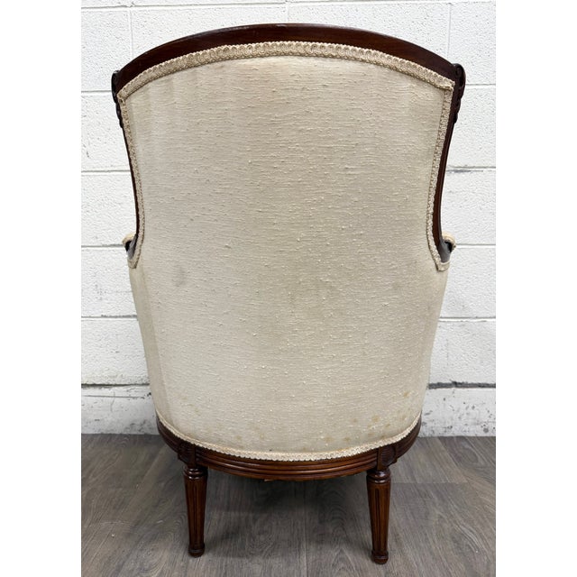 Antique French Louis XVI Style Equestrian Bergere Armchair For Sale - Image 9 of 9
