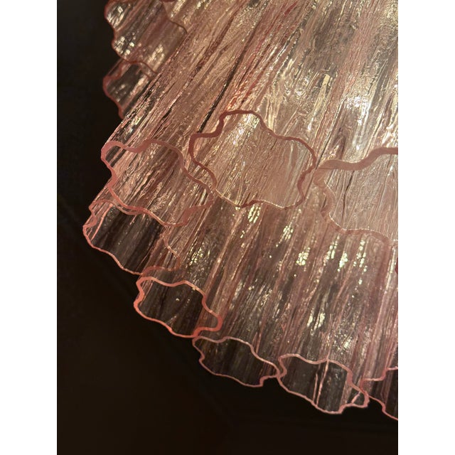 Large Pink Colorful Murano Chandeliers with Tubular Prisms Tronchi, Set of 2 For Sale - Image 14 of 16