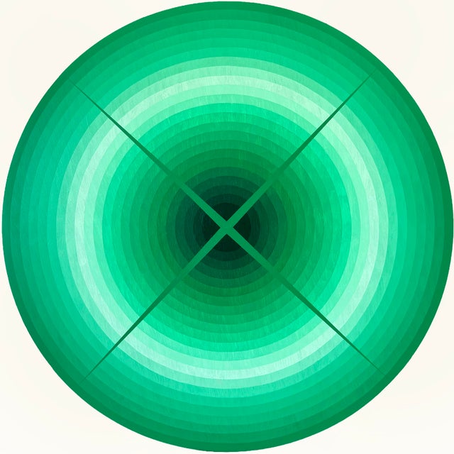 Contemporary Abstract Acrylic on Italian Poplar Board "Light Interaction (Emerald)" by Andy Harwood For Sale - Image 4 of 8