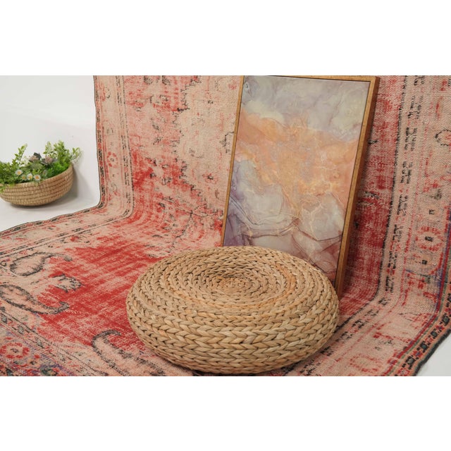 1970s Vintage Turkish Handmade Wool Cotton Red Area Rug For Sale - Image 12 of 12