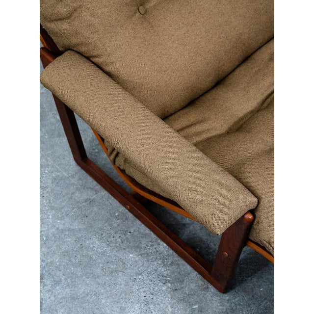Mid Century Danish Modern Lounge Chair Lennart Bender Walnut Wood Bronze Vintage For Sale - Image 11 of 12