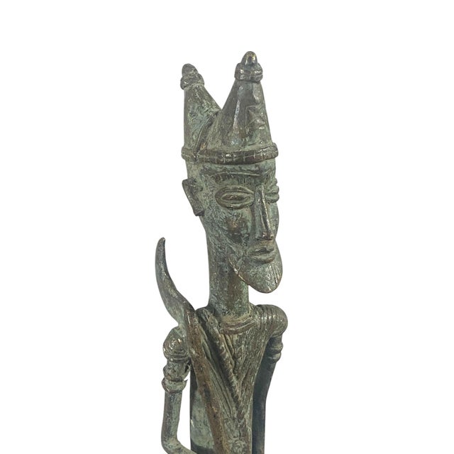 1980s Vintage Dogon Bronze Standing Male Figure Sculpture Giacometti Style Mali 17" H For Sale - Image 5 of 7