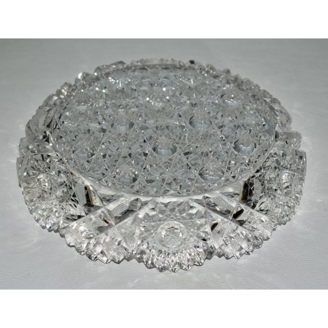 Antique American Brilliant Cut Crystal Shallow Bowl For Sale - Image 9 of 11