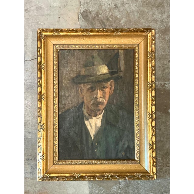 Victorian Vintage Framed Oil Portrait on Canvas For Sale - Image 3 of 13