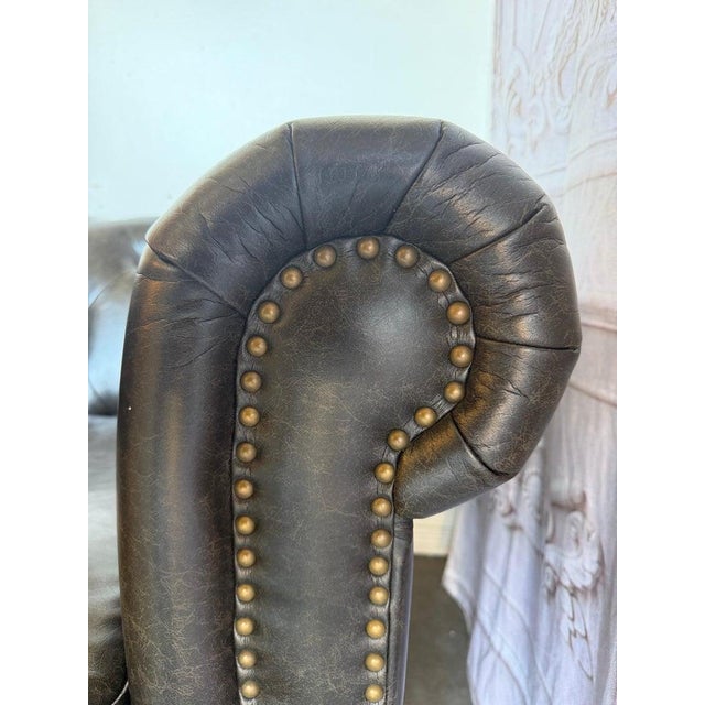 Pair of English CHesterfield Club Chairs- Tufted Armchairs For Sale - Image 12 of 18