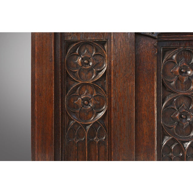 Brown Neo-Gothic Cabinet in Oak with Hidden Storage, France, 1850s For Sale - Image 8 of 18