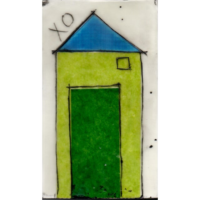 Encaustic Collage Installation by Gina Cochran - Tiny Dwellings Series - Sea Glass Trio For Sale - Image 4 of 5