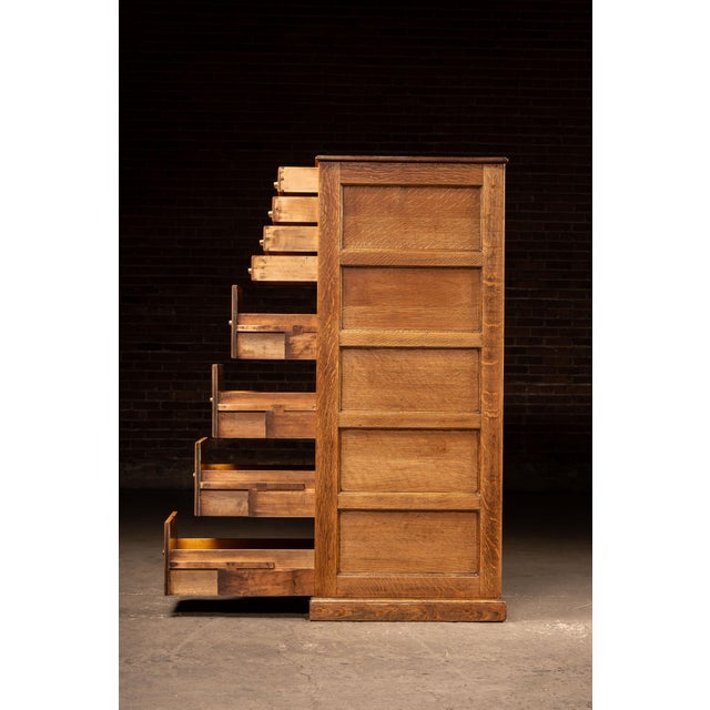 Wood Antique Oak Vertical File Cabinet With Document Drawers by Library Bureau For Sale - Image 7 of 16