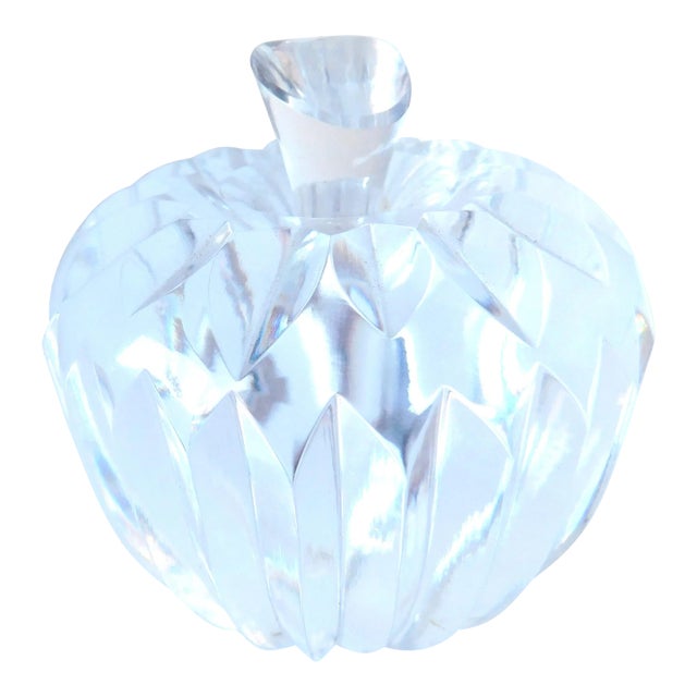 Vintage Crystal Carved Apple Paperweight For Sale