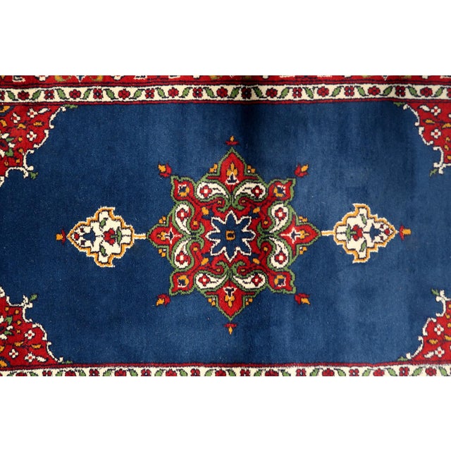 Blue 1960s, Vintage Persian Kerman Rug Handmade Wool 3.1' X 5.2' For Sale - Image 8 of 11