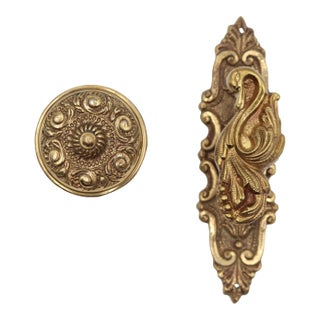 Victorian Brass Knob & Swan Lever Passage Door Set For Sale