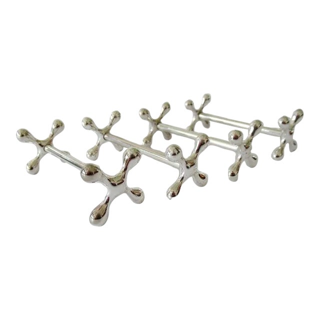 Vintage C.1960's French X-Mitered Silver Plate Knife Rests - 4 Pieces (3 Sets of 4 Available) For Sale
