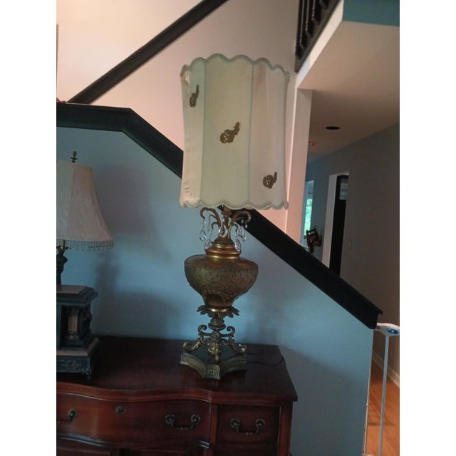 1950's Vintage Carl Falkenstein Hollywood Regency Tall Table Lamp With Jeweled Crystal For Sale - Image 12 of 18