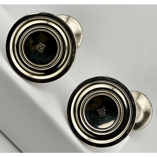 Fine Quality Vintage Mid 1900s Retro Art Deco Sterling Silver Candlesticks by Alvin Silver Company - Matching Pair For Sale - Image 15 of 18