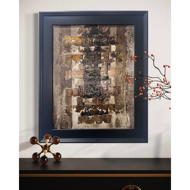 This original mixed-media abstract painting by J. Kent Martin is inspired by aerial views of farmland and the ordered...