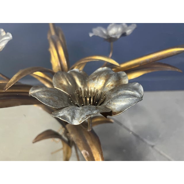 Vintage Gilt Metal Flower Side Table, 1960s For Sale - Image 4 of 9