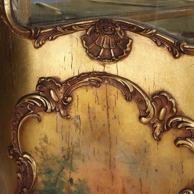 Carved Giltwood Bombay Serpentine Vitrine With Verdis Martin Panels C1890 For Sale - Image 16 of 17
