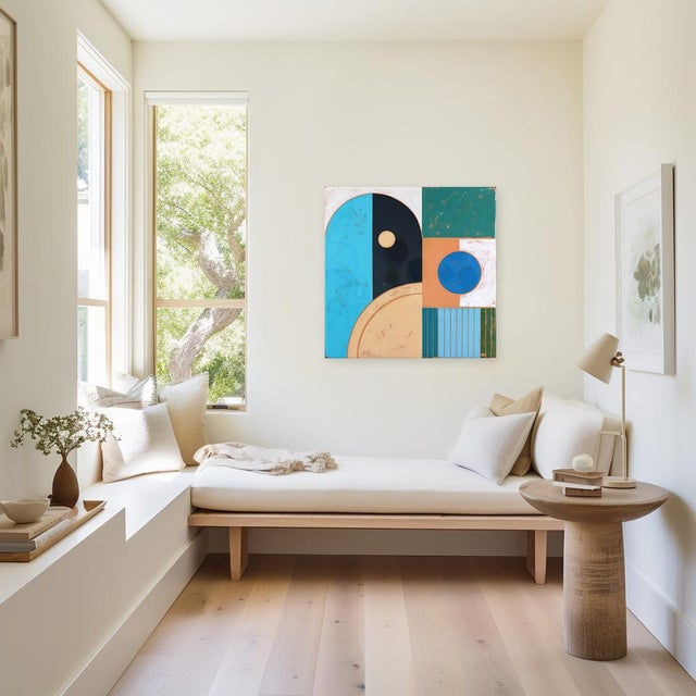 Blue A Bit Bluey - Original Contemporary Minimalist Abstract Mixed Media Painting by Ricky Hunt For Sale - Image 8 of 9