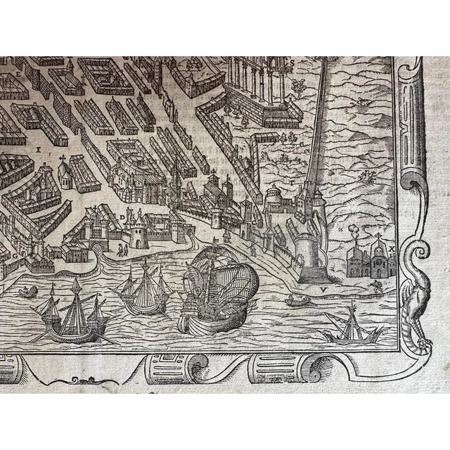 Brown Braun & Hogenberg, Bordeaux City View, Original Woodcut, 1575 For Sale - Image 8 of 10