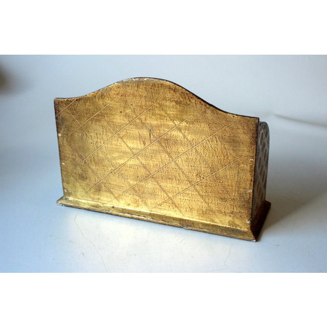 Florentine Wooden Letter Holder, Made in Italy, Vintage From the 50s For Sale - Image 4 of 10