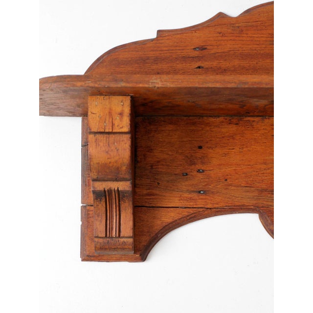 Wood Antique Folk Art Carved Wood Wall Shelf For Sale - Image 7 of 16