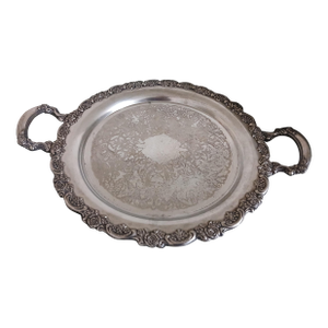 Vintage 60s Round Silverplate Waiter Tray