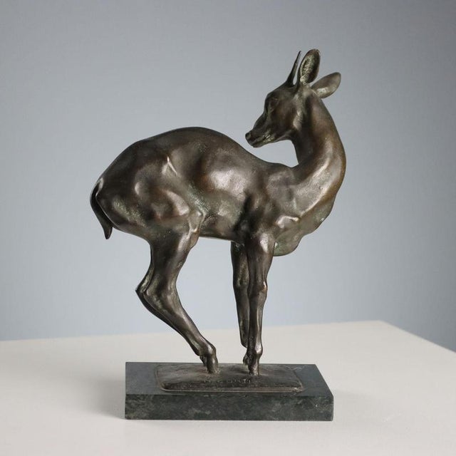 Bronze Fawn Sculpture attributed to Nando Conti For Sale - Image 6 of 9