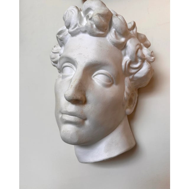 1960s Mid Century Studio Plaster Cast Head of David Wall Sculpture Bust For Sale - Image 5 of 12