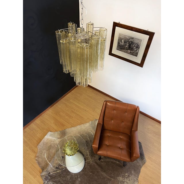 Gold Murano Clear Amber & Gold Glass Tube Chandelier, 1990s For Sale - Image 8 of 16