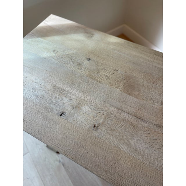 Brown 20th C. French Solid Oak Trestle Table - Antique Dining Room Table For Sale - Image 8 of 12