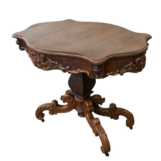 Traditional Antique Hand-Carved Dolphin Leg Side Table For Sale - Image 3 of 9