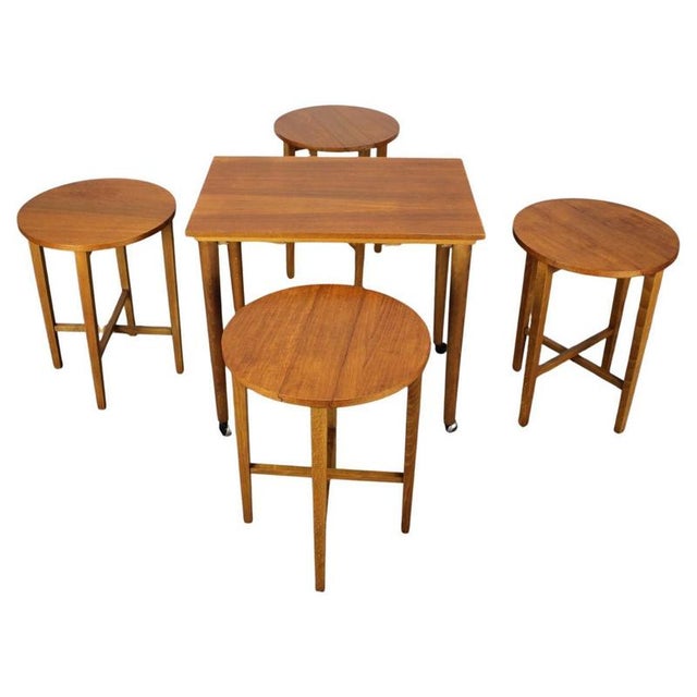 Mid-Century Modern Folding Table and Stools by Poul Hundevad, 1960s, Set of 5 For Sale - Image 12 of 12