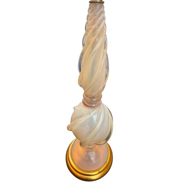 Mid-Century Modern Vintage Marbro Hollywood Regency Glass and Gold Table Lamp For Sale - Image 3 of 10