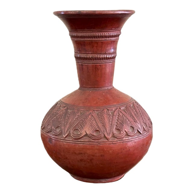 19th C Ottoman Terracotta Water Filter Vessel - Antique Tophane Islamic Redware Ceramic Qulla Jug For Sale